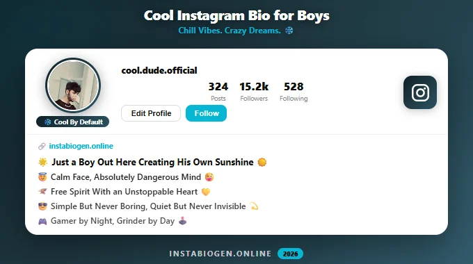Cool Instagram Bio for Boys